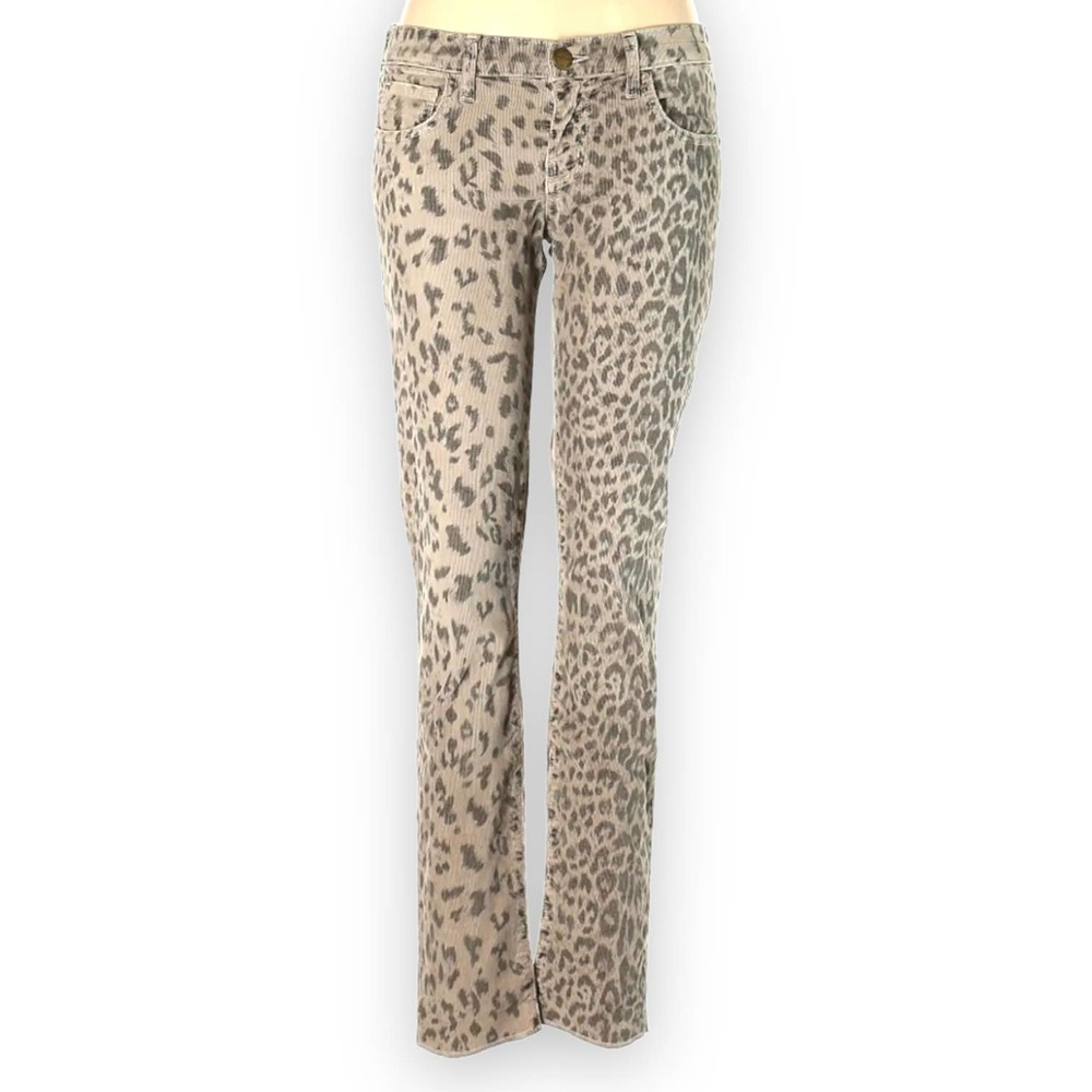 Current/Elliott Beige and Brown Leopard Print Skinny Jeans